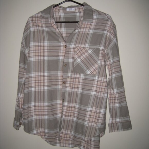 Ardene 100% Cotton Plaid Flannel Shirt M - Picture 4 of 14